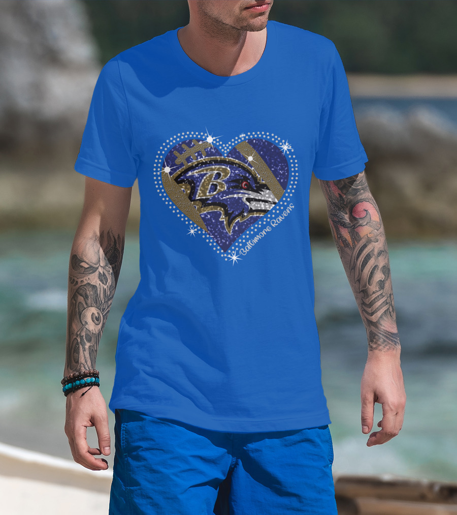 Baltimore Ravens Heart Football T-Shirt