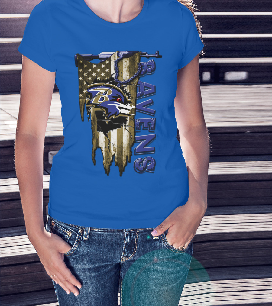 Baltimore Ravens American Flag Chain T-Shirt