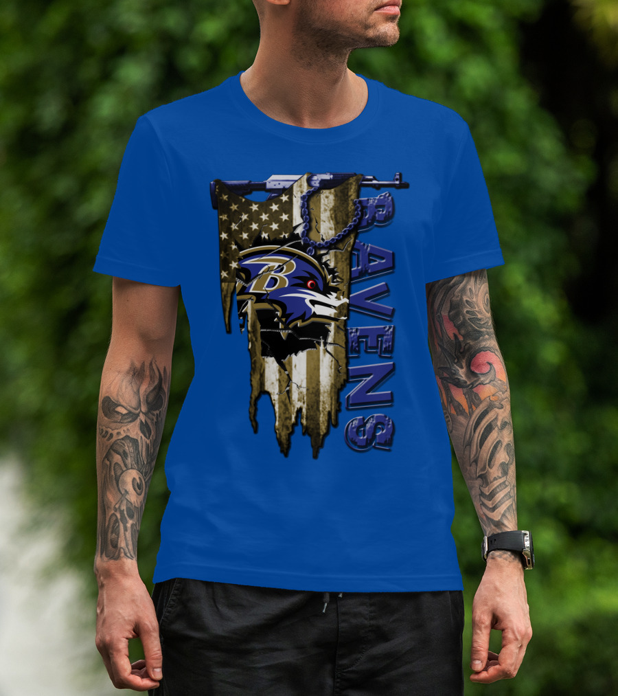 Baltimore Ravens American Flag Chain T-Shirt