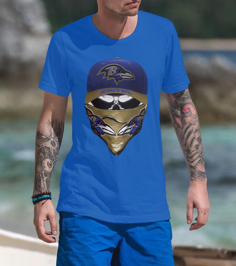 Baltimore Ravens Ravens Bandana And Logo Hat Combo T-Shirt