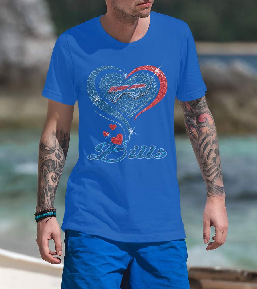 Buffalo Bills Heart Logo And Script T-Shirt
