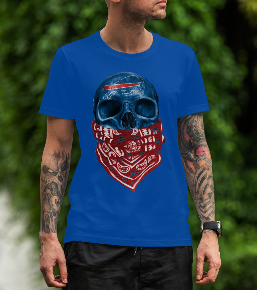 Buffalo Bills Skull With Bandana T-Shirt