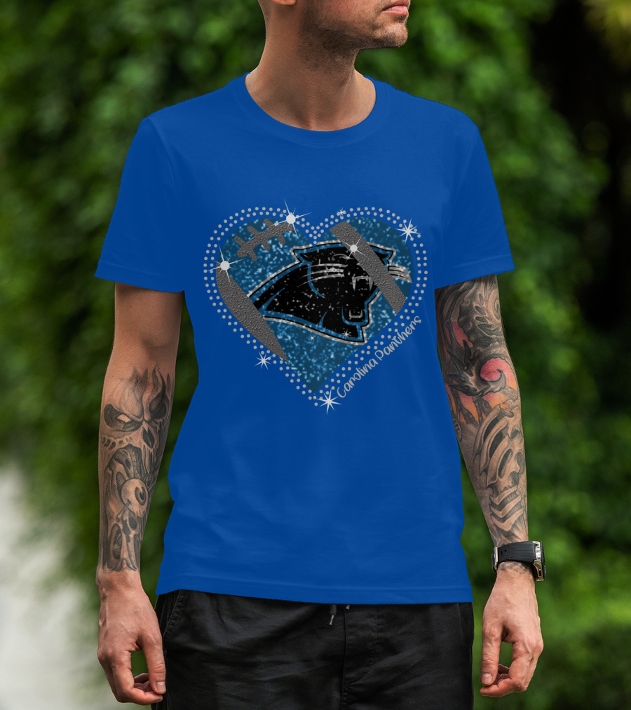 Carolina Panthers Heart Football T-Shirt