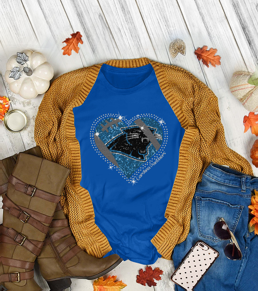 Carolina Panthers Heart Football T-Shirt