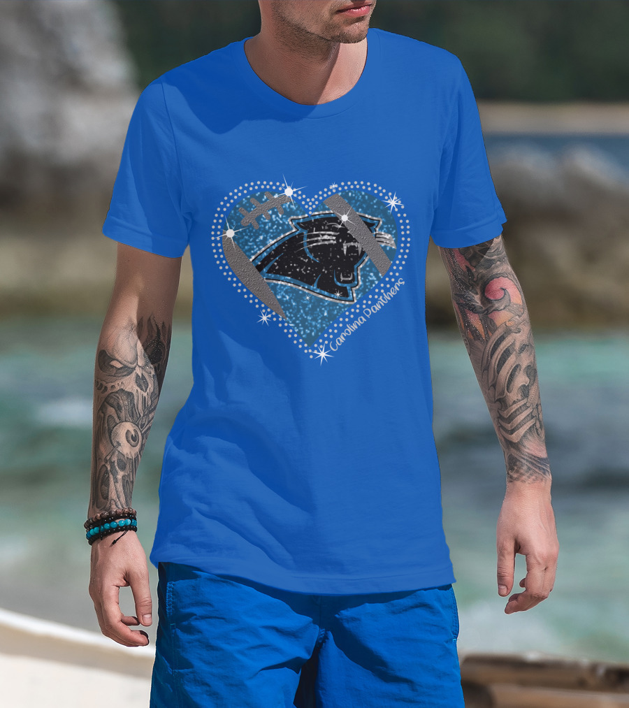 Carolina Panthers Heart Football T-Shirt