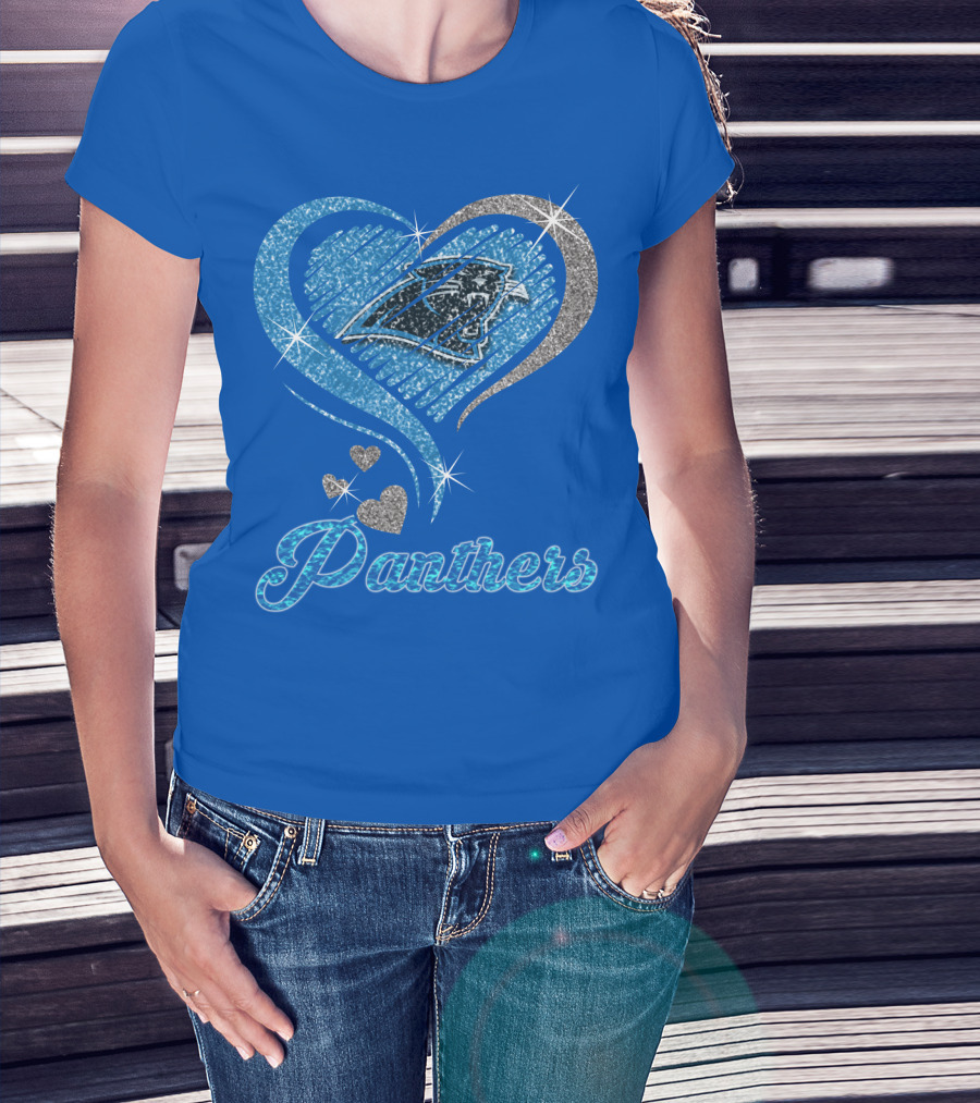 Panthers Heart Silver Blue T-Shirt
