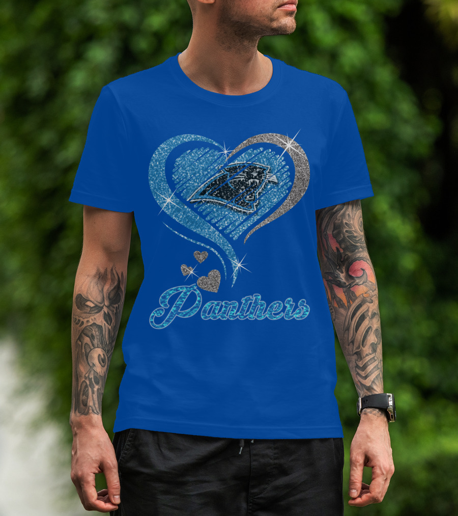 Panthers Heart Silver Blue T-Shirt
