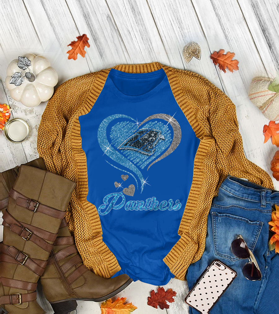 Panthers Heart Silver Blue T-Shirt