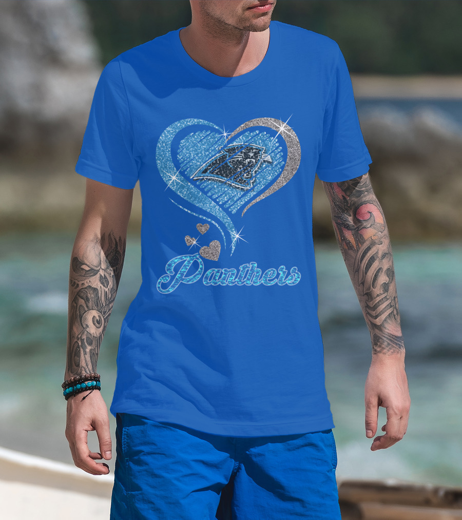 Panthers Heart Silver Blue T-Shirt