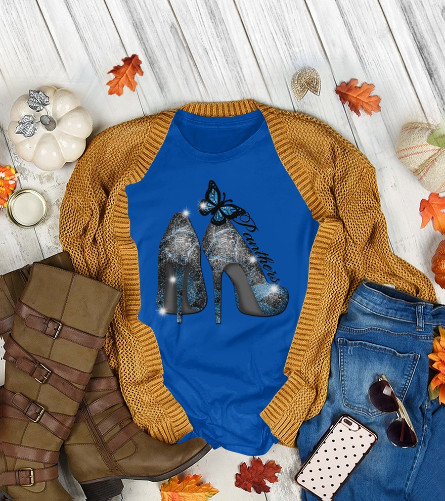 Panthers High Heels With Butterfly Accents T-Shirt