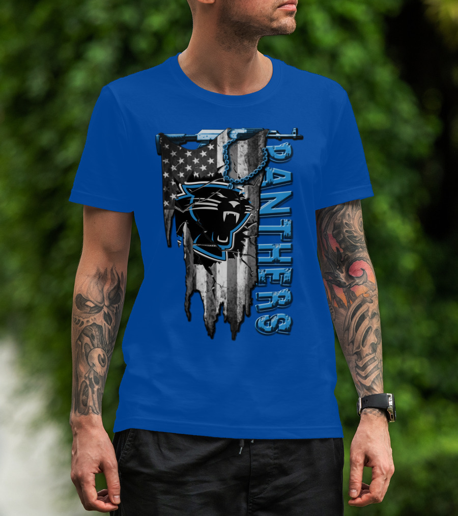 American Flag Carolina Panthers Logo Panthers T-Shirt