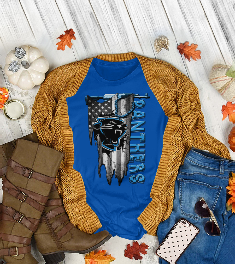 American Flag Carolina Panthers Logo Panthers T-Shirt