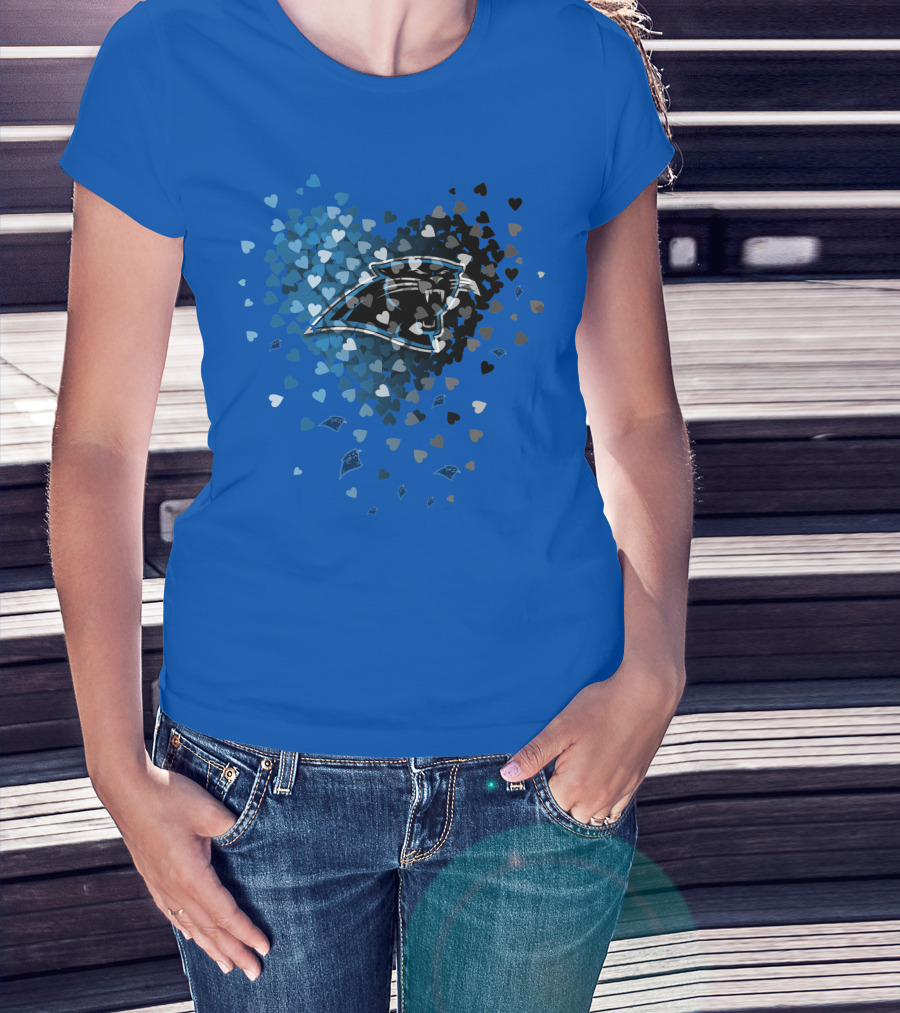 Carolina Panthers Heart-Shaped Blue And Black Logo T-Shirt