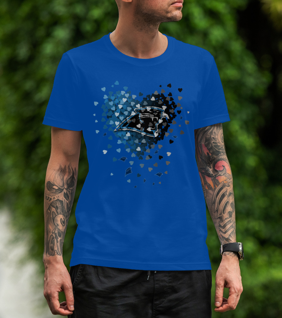 Carolina Panthers Heart-Shaped Blue And Black Logo T-Shirt