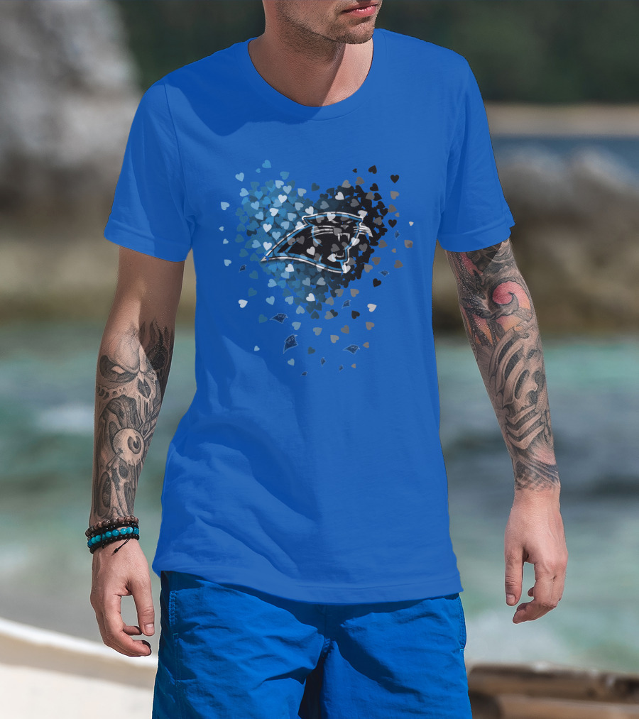 Carolina Panthers Heart-Shaped Blue And Black Logo T-Shirt