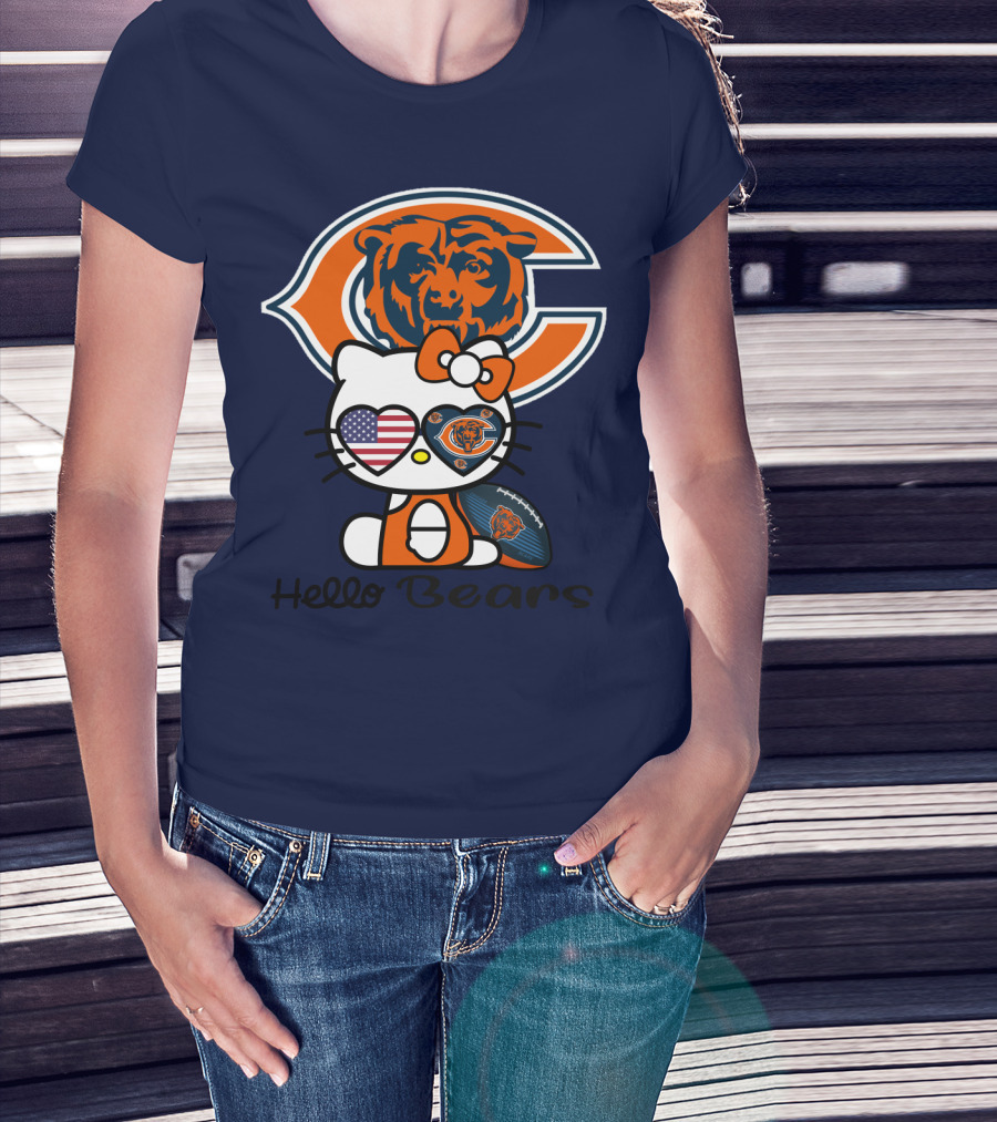 Hello Bears Chicago Bears Football Kitty T-Shirt