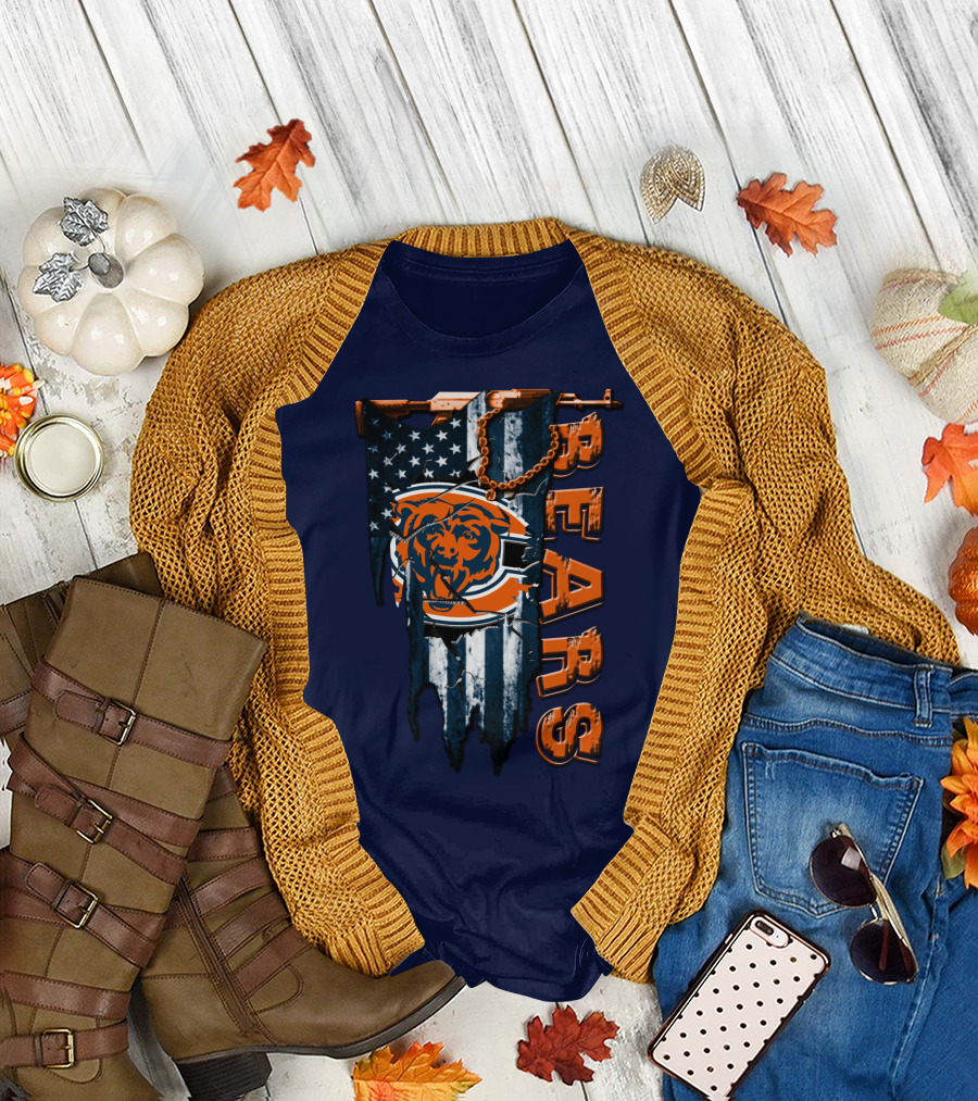 Chicago Bears American Flag Bear T-Shirt