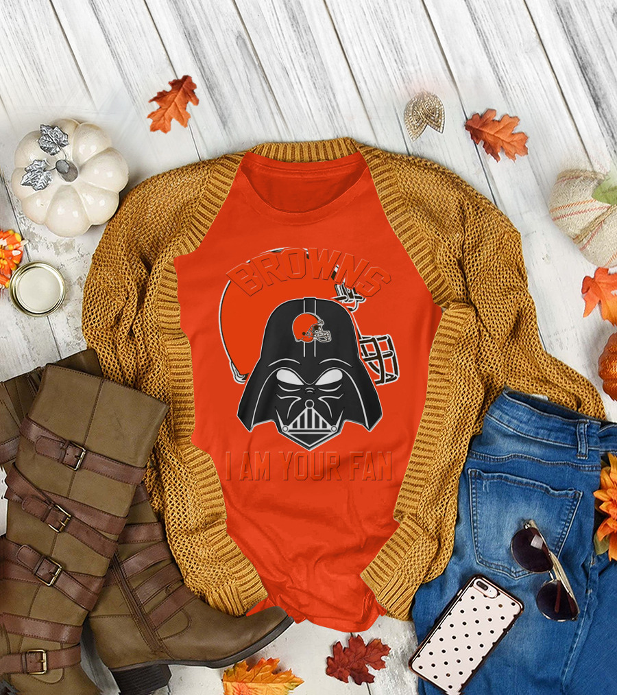 Browns I Am Your Fan Cleveland Browns Football Helmet Darth Vader T-Shirt