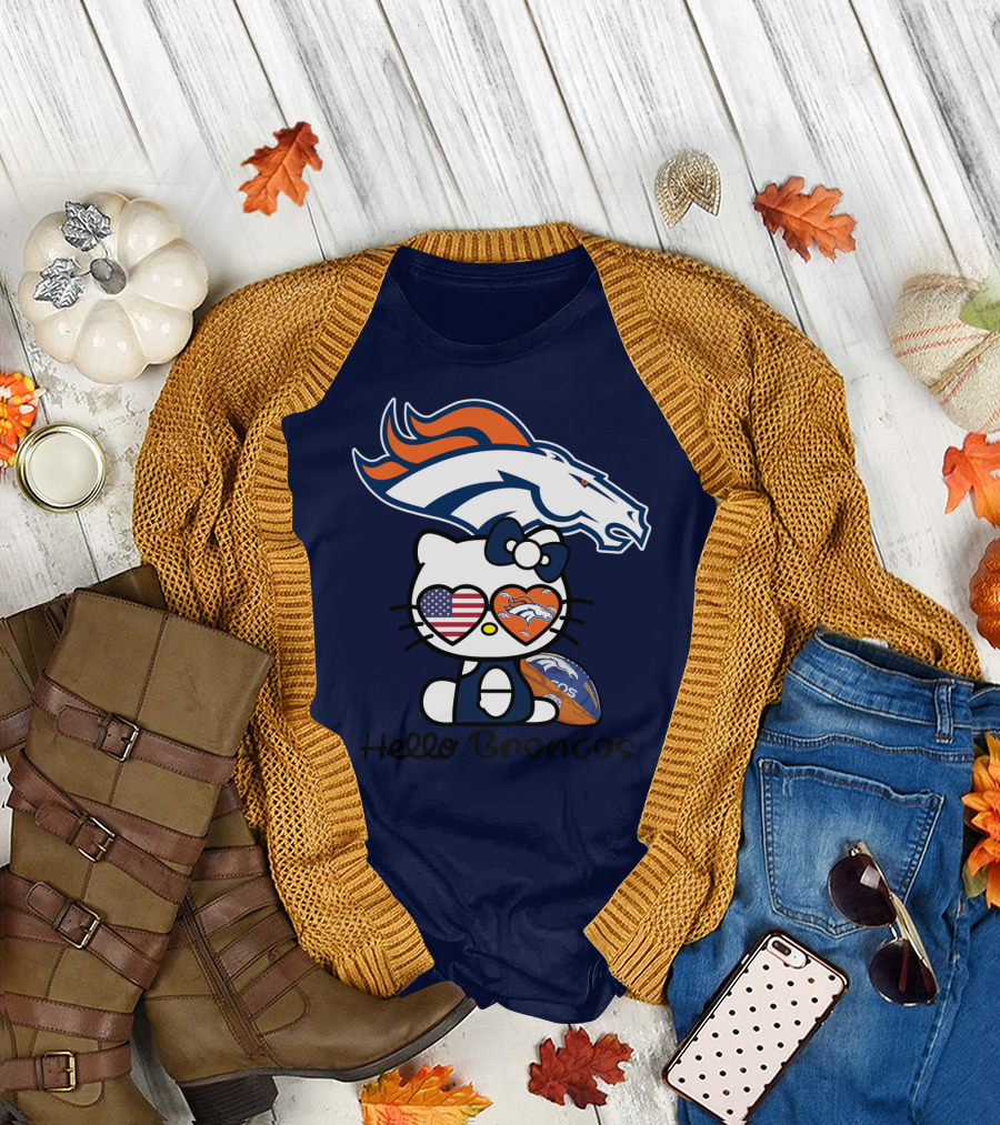 Hello Broncos Denver Broncos Football Hello Kitty T-Shirt