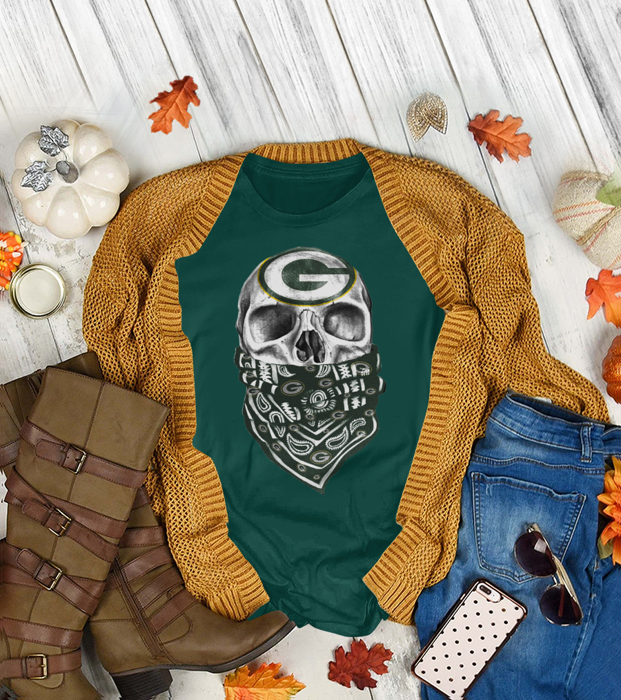 Green Bay Packers Skull Bandana Style T-Shirt