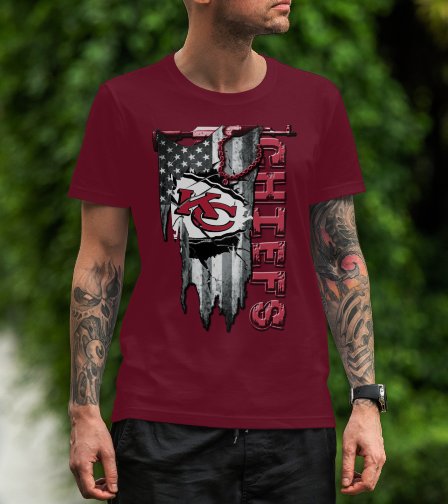 Chiefs Kc American Flag Torn T-Shirt