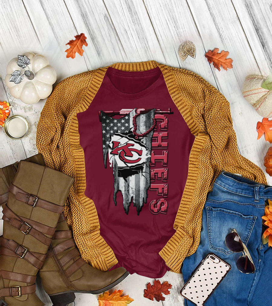 Chiefs Kc American Flag Torn T-Shirt