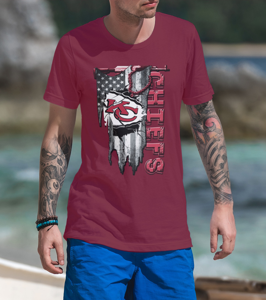 Chiefs Kc American Flag Torn T-Shirt