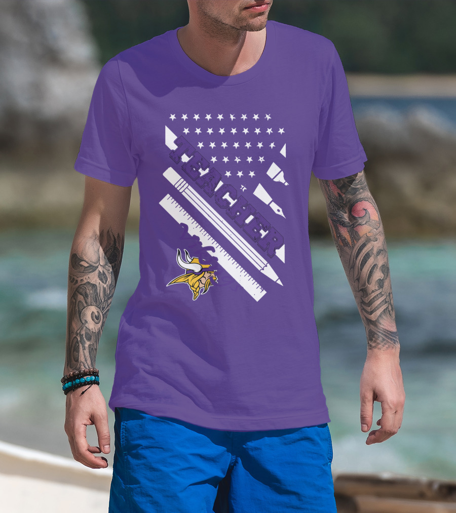 Minnesota Vikings Teacher Ruler Stars T-Shirt