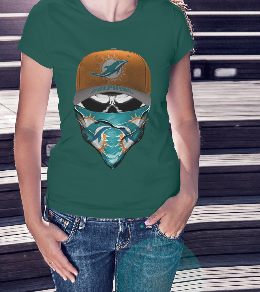 Dolphins Miami Dolphins Logo Mask And Cap T-Shirt