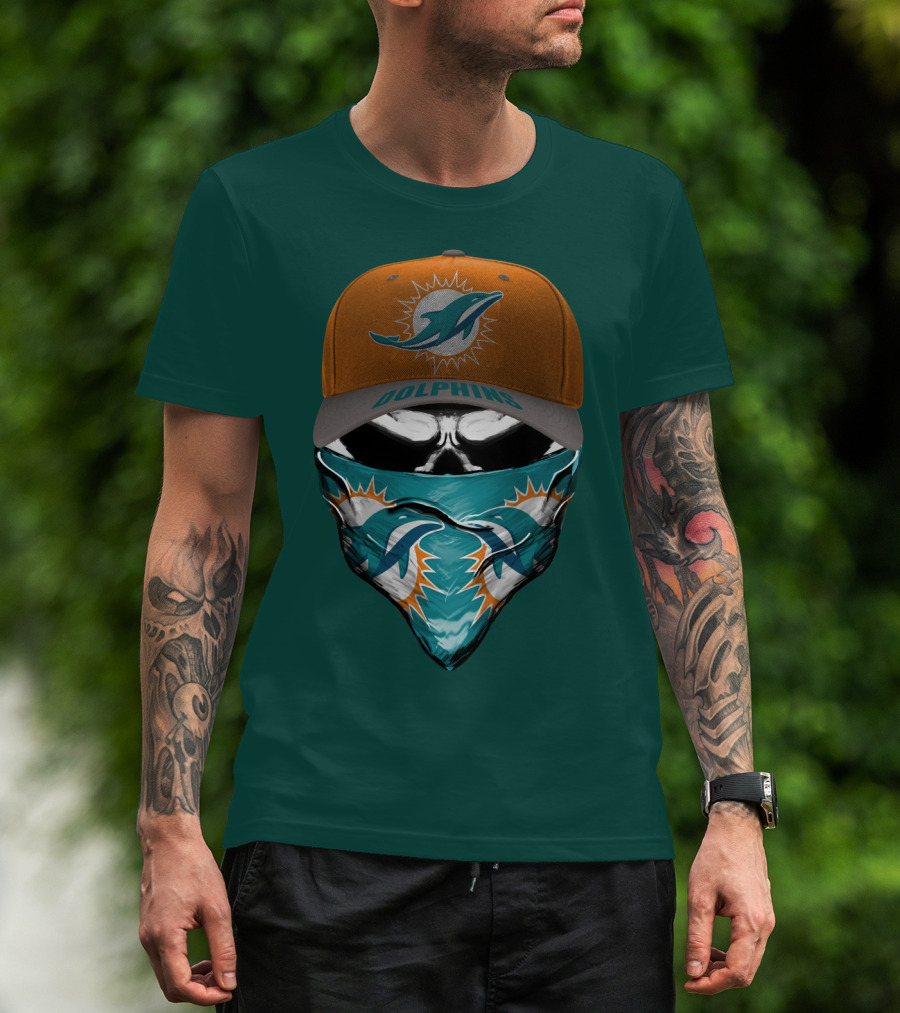 Dolphins Miami Dolphins Logo Mask And Cap T-Shirt