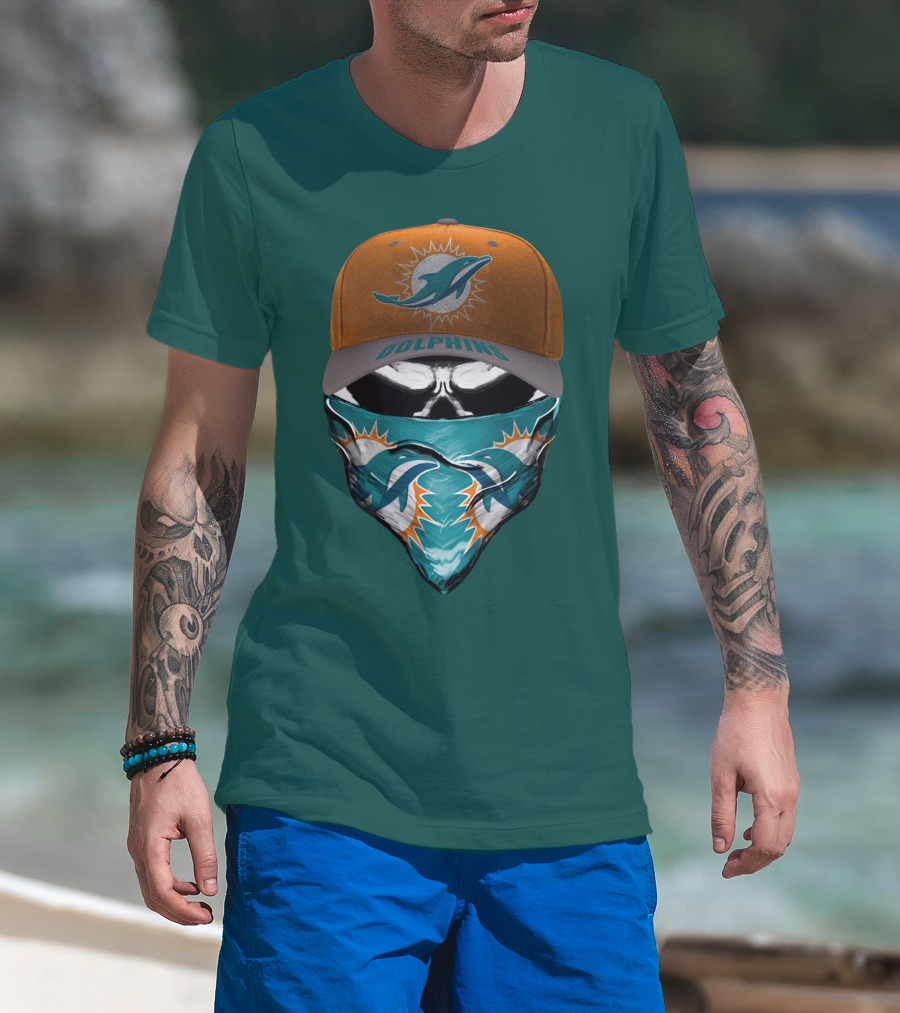 Dolphins Miami Dolphins Logo Mask And Cap T-Shirt
