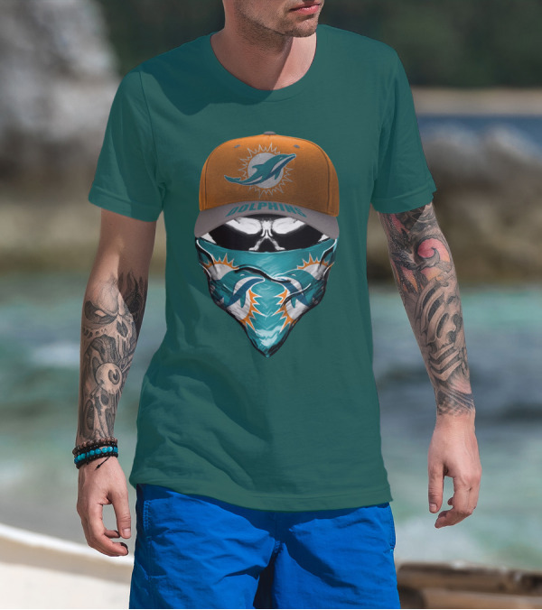 Dolphins Miami Dolphins Logo Mask And Cap T-Shirt