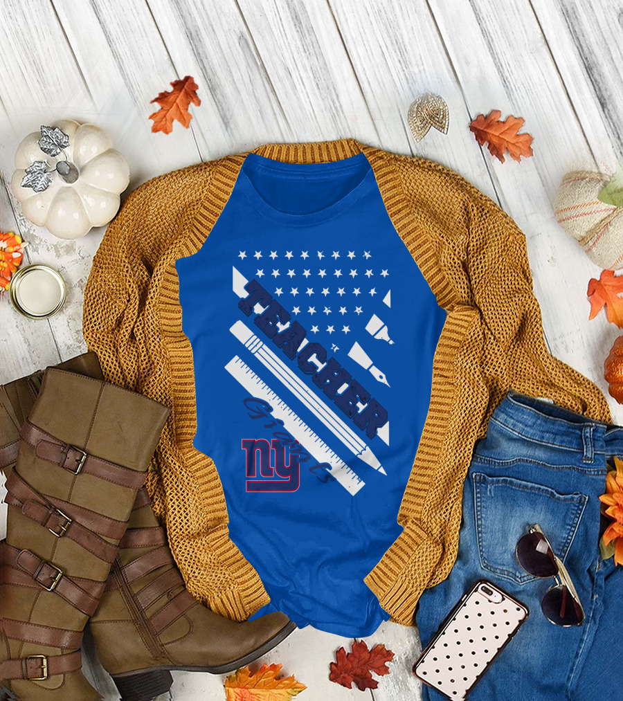 New York Giants Teacher Stars And Stripes Ruler Pen T-Shirt