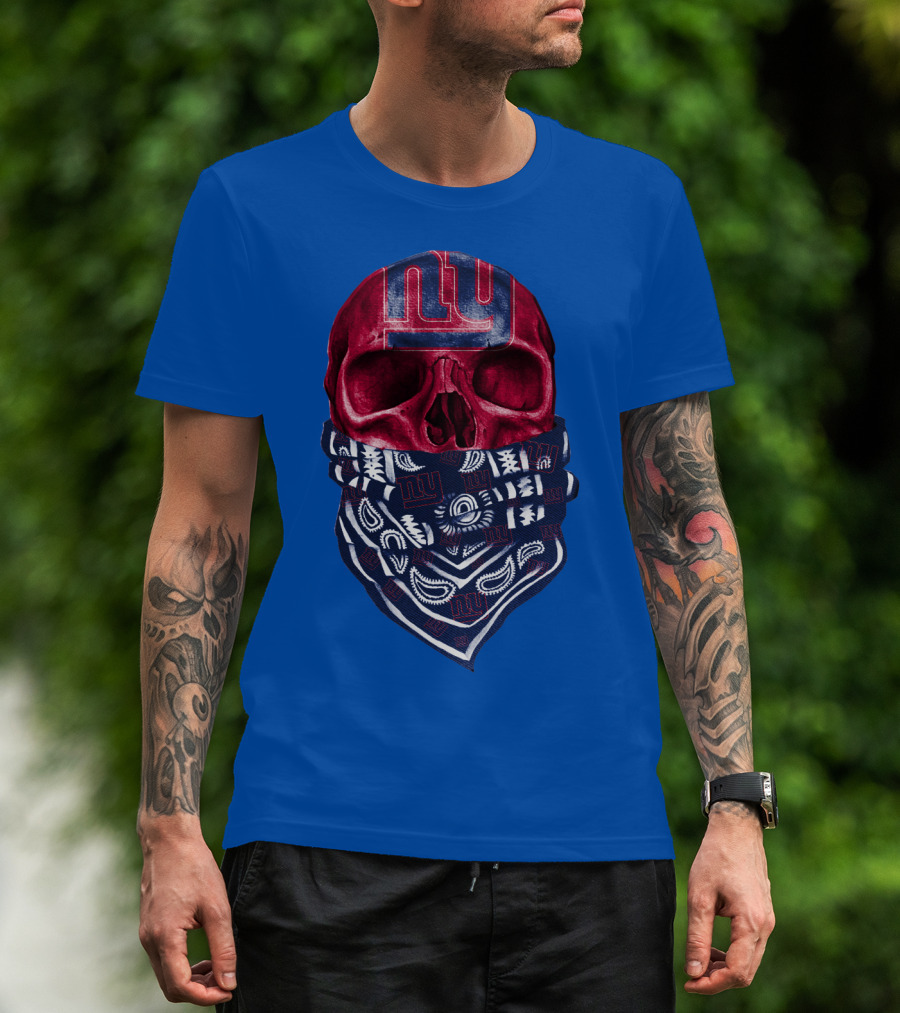Newyork Giants Skull With Bandana And Team T-Shirt