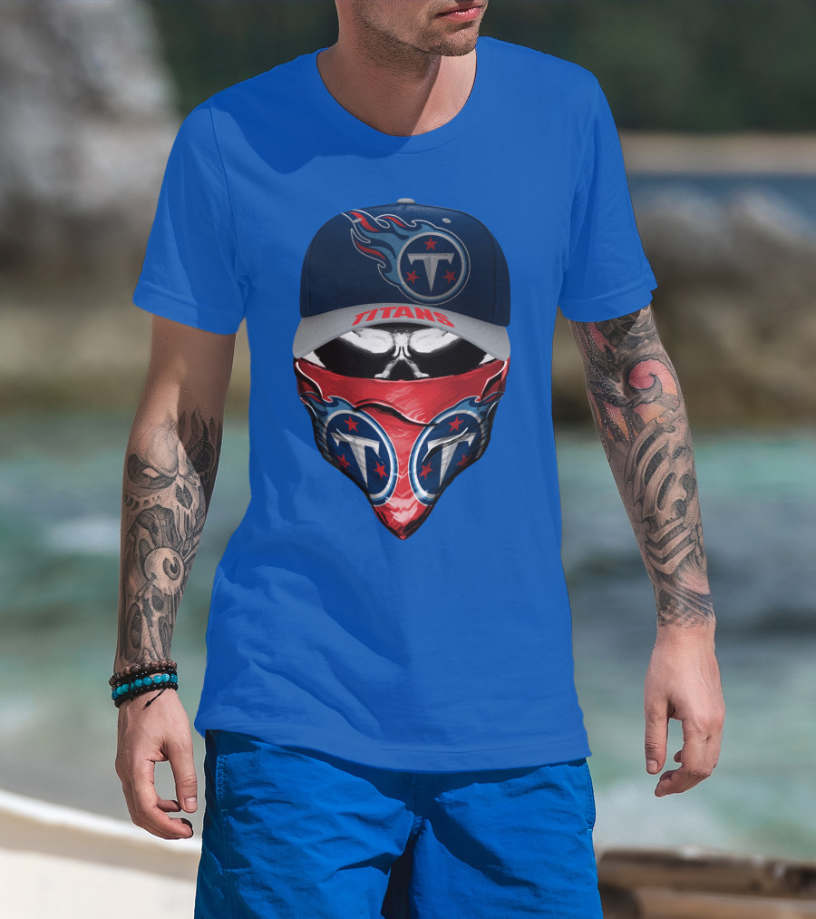 Tennessee Titans Logo Bandana And Cap Combination T-Shirt