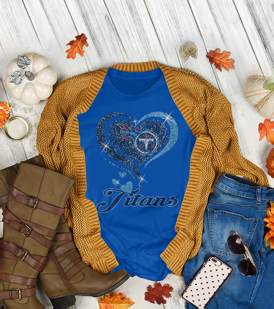 Tennessee Titans Heart Logo And Titans T-Shirt