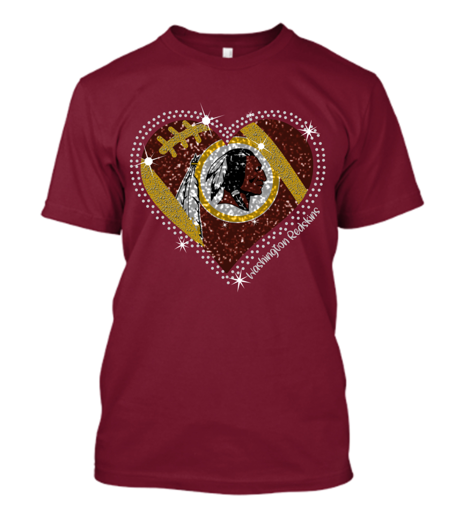 Washington Redskins Heart Football T-Shirt