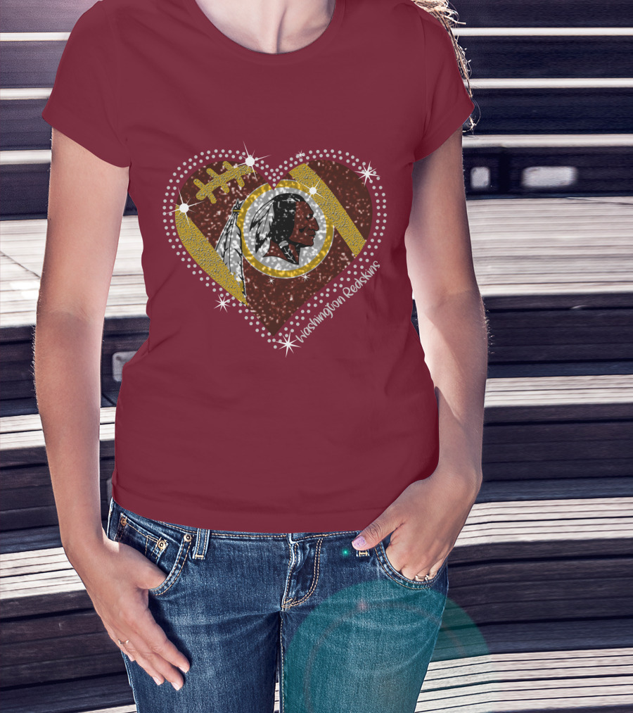 Washington Redskins Heart Football T-Shirt