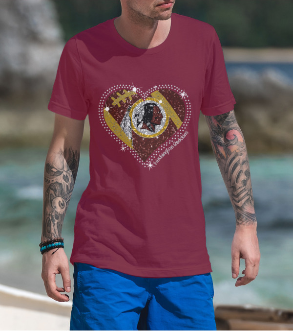 Washington Redskins Heart Football T-Shirt