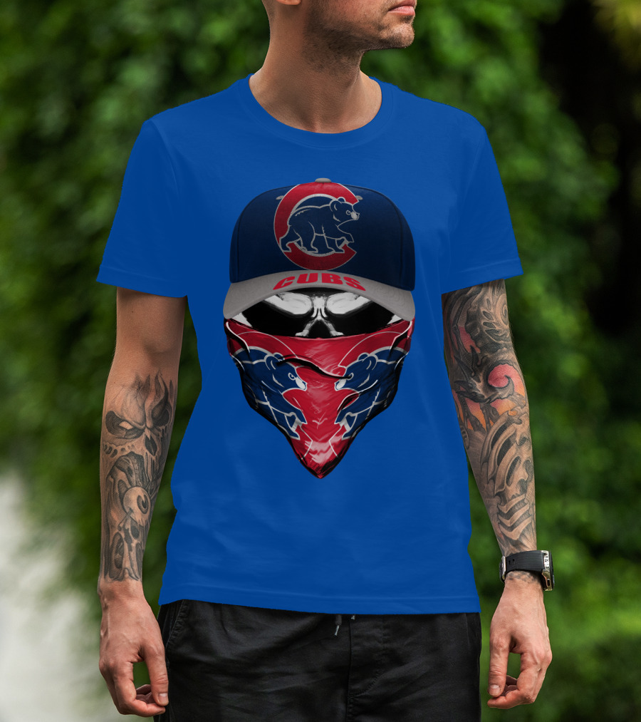 Chicago Cubs Bear Logo Cap And Bandana Combo T-Shirt