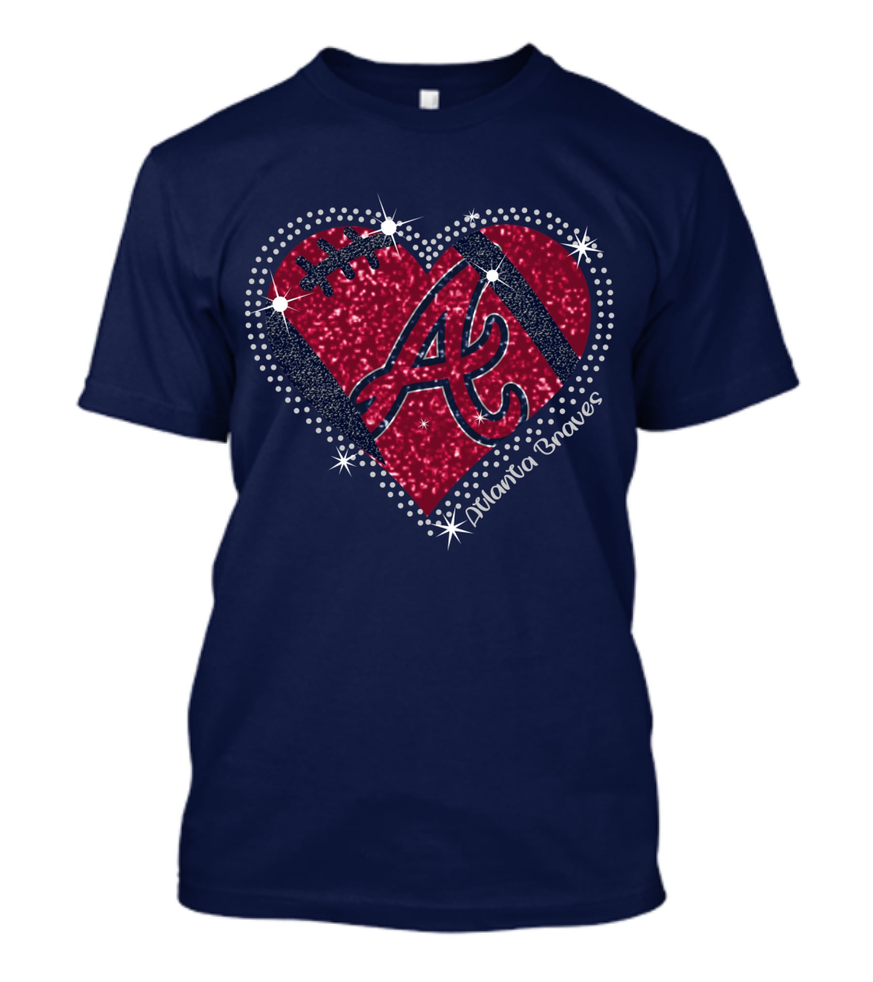 Atlanta Braves Heart With Sparkling Baseball T-Shirt