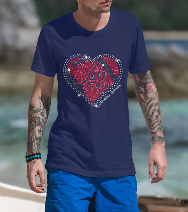 Atlanta Braves Heart With Sparkling Baseball T-Shirt