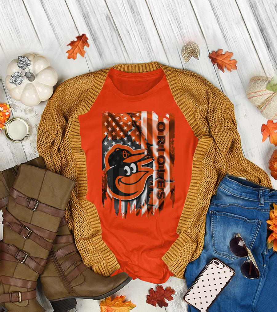 Baltimore Orioles American Flag Bird T-Shirt