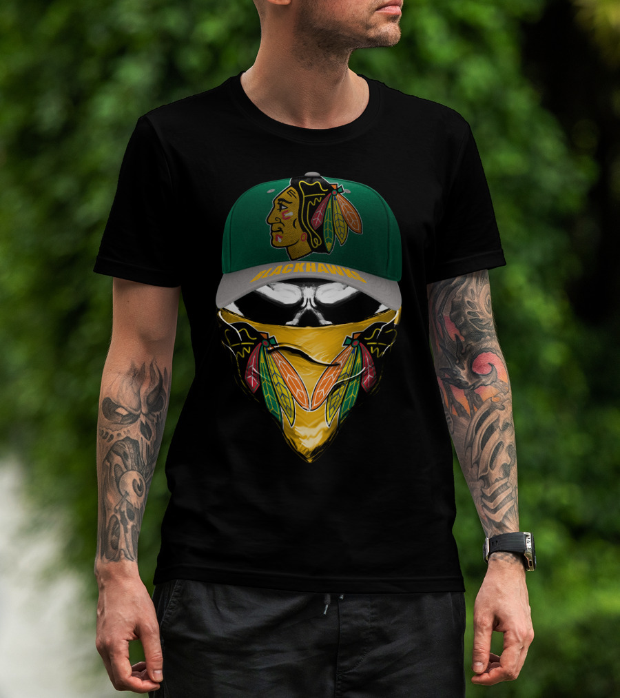 Chicago Blackhawks Logo Cap And Mask Combo T-Shirt