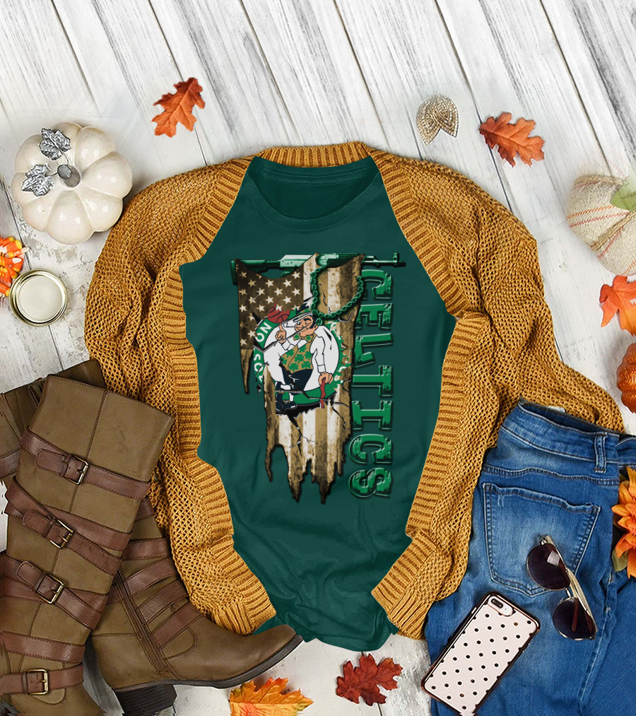 Boston Celtics Vintage American Flag T-Shirt