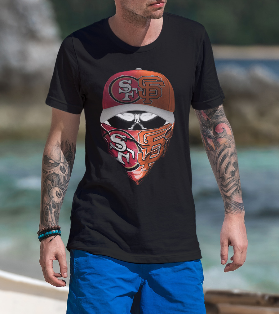 San Francisco Sports Team Logos Skull Cap And Bandana T-Shirt