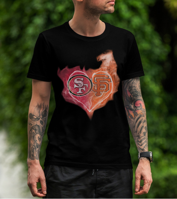 San Francisco 49ers Giants Heart Flame Combo T-Shirt