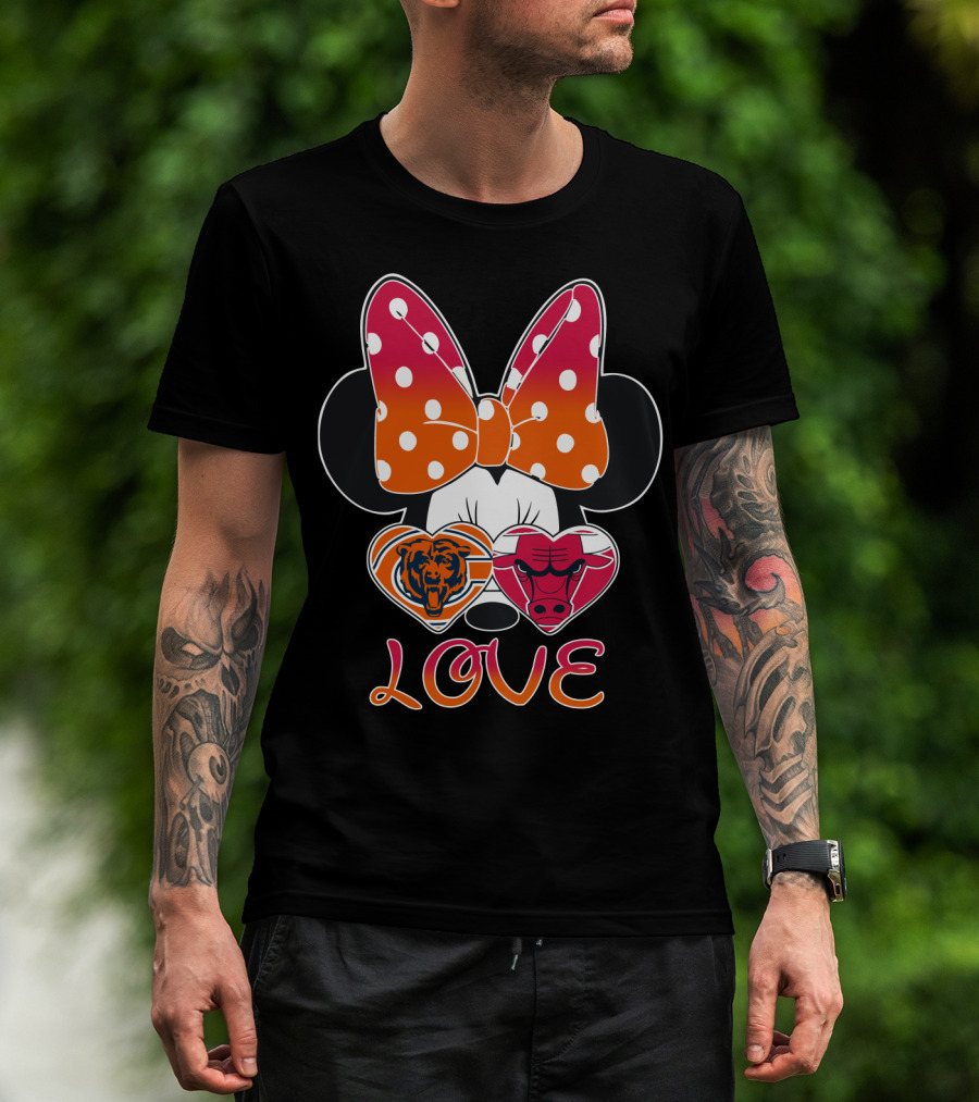 Minnie Mouse Chicago Bears Bulls Love T-Shirt