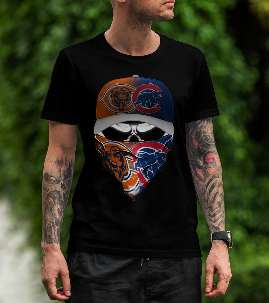 Chicago Bears And Cubs Fan Skull Mask T-Shirt