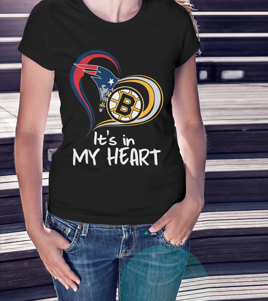 It's In My Heart Patriots Bruins T-Shirt
